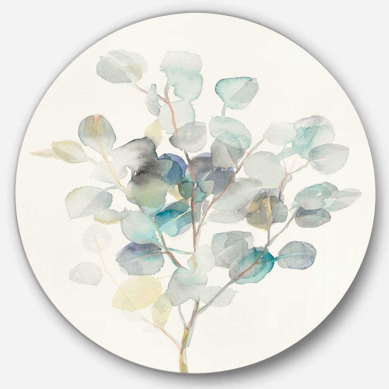 Designart - Eucalyptus leaves I - Farmhouse Metal Circle Wall Art